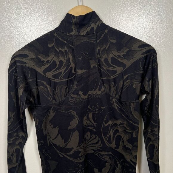 Athleta Momentum Seamless Half Zip Size Small Black Brown Running Workout Hiking - Picture 7 of 9